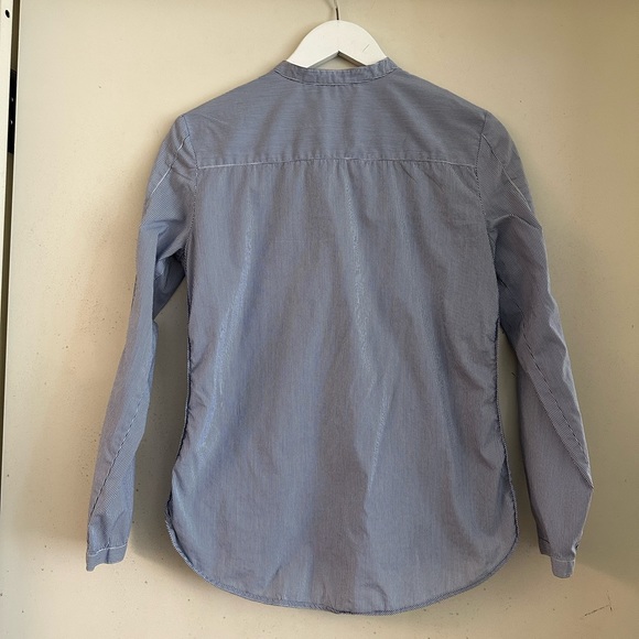 Zara Basic Blue & White Striped Button Down Shirt - Picture 2 of 4